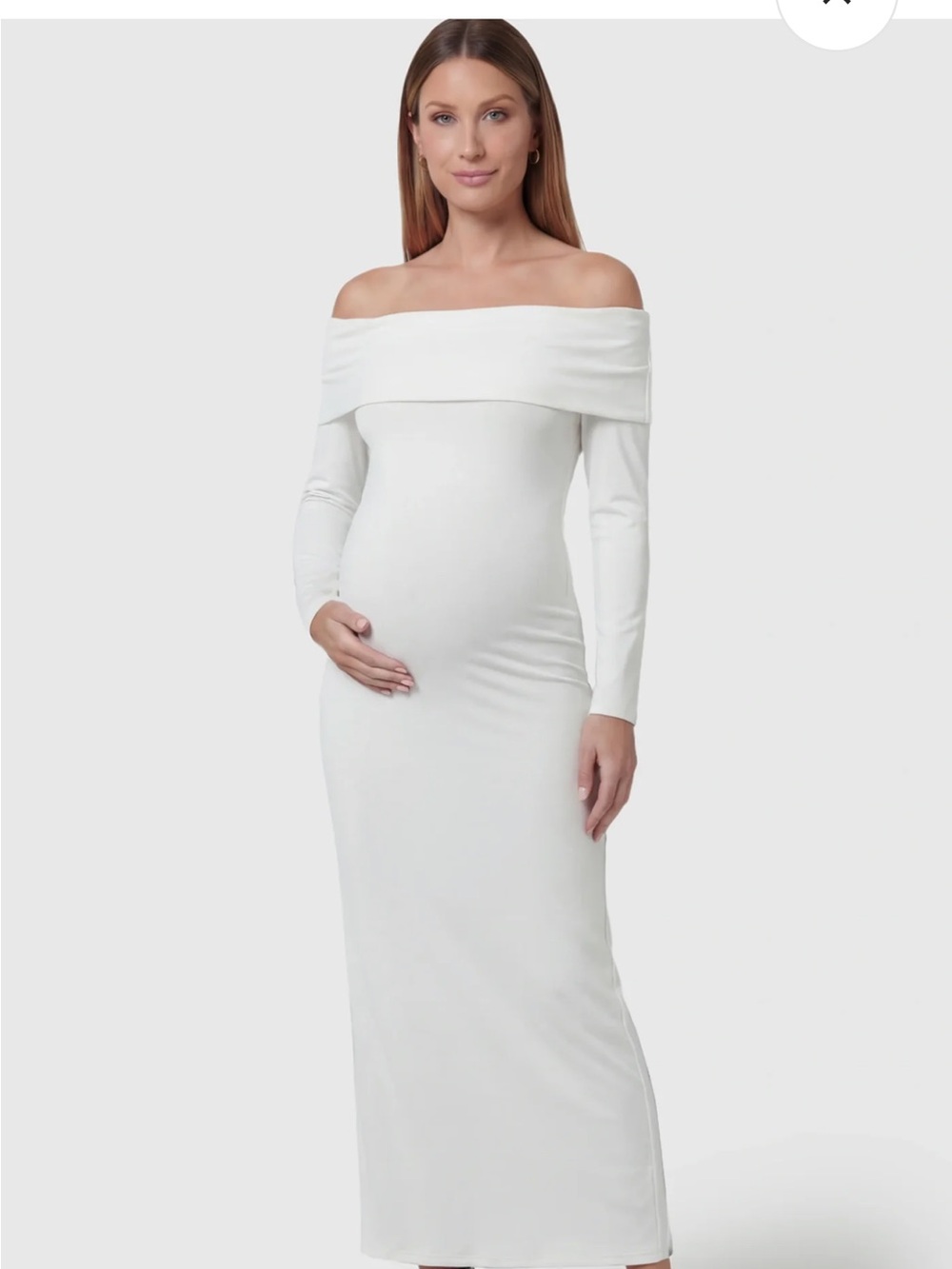 White Off-Shoulder Long Sleeve Maxi Dress